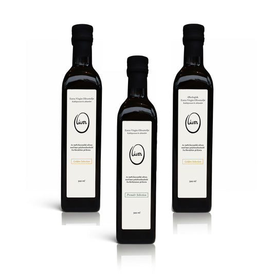 TRIO-Oliven 3 x 500ml: Premiér Selection + Golden Selection + Golden Økologisk